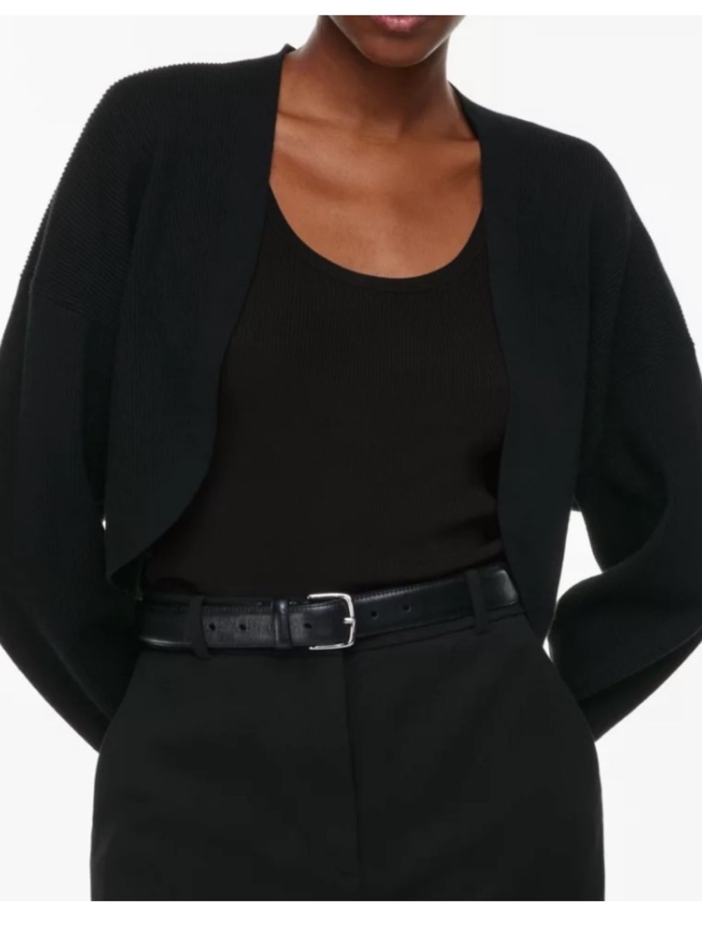 Aritzia Babaton | Decision Shrug Relaxed knit open-front cardigan in Black